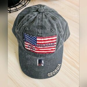 Lucky 7 USA Men's Embroidered American Flag Distressed Savannah GA Cap.